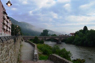 Fototapeta premium bridge and promenades along the river