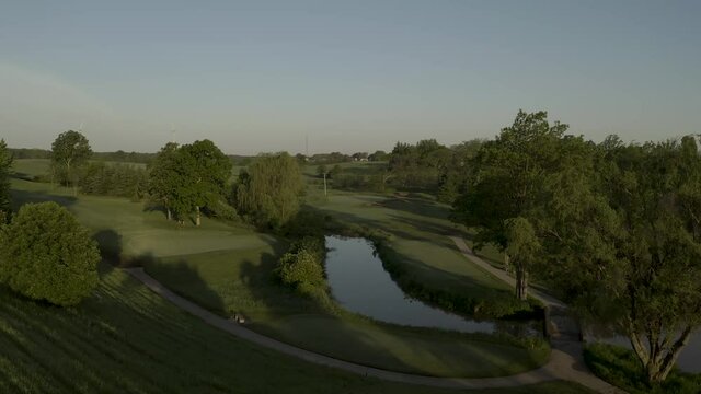 4K Aerial Shot of Golf Course in Summer
