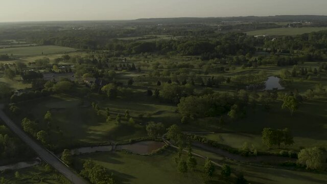 4K Aerial Shot of Golf Course in Summer