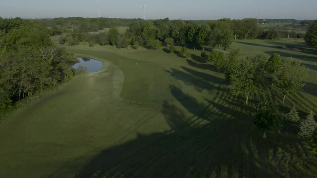 4K Aerial Shot of Golf Course in Summer