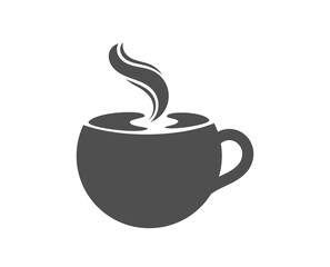 Coffee cup symbol icon. Steaming coffee cup.