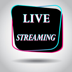 Live streaming icon vector symbol, isolated on white background. Button video player