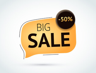 Design of square vector banner with rounded corners on the leg for mega big sales. Yellow tag templates special offers