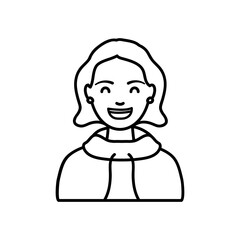 diversity people concept, young woman wearing a hoodie, line style