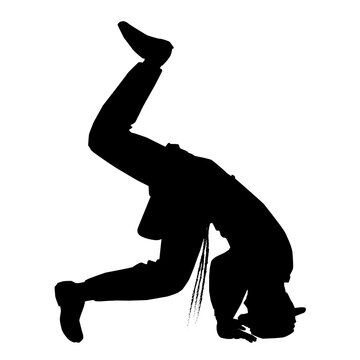 recommend clip art: A black vector silhouette of a Jewish man. Hassid. religious. Makes a somersault