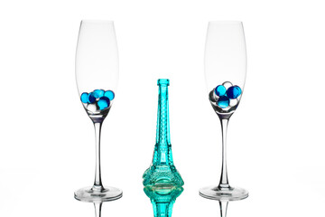 two glasses on a white background