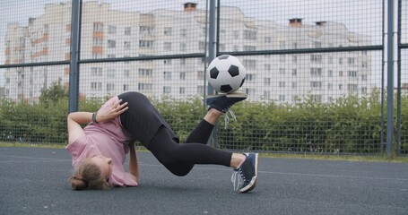 Girl practicing soccer skills and tricks