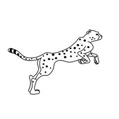 Jumping cheetah vector icon. Hand drawn simple illustration of an africa animal.