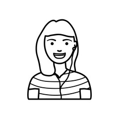 diversity people concept, cartoon woman with earphones, line style