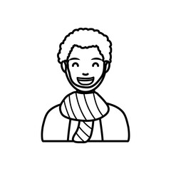 diversity people concept, cartoon man smiling and wearing a scarf, line style