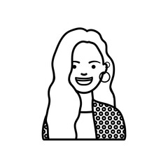 diversity people concept, cartoon young woman with hoops and earrings, line style