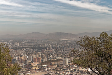 Obraz premium Santiago de Chile - panorama of the city on the background of the Andes.