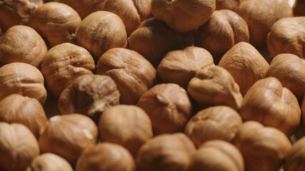 Macro of Peeled hazelnut kernels