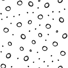 Doodle circles seamless pattern. Black dots texture background.