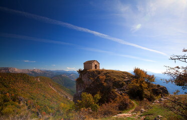 The chapel Saint-Michel de Cousson in the mountains of Digne les Bains, France