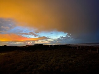 sunset on the coastline 