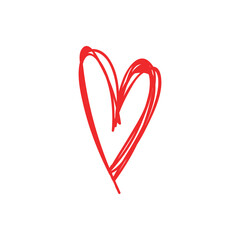 Heart doodle icon, symbol of love. Hand drawn illustration.