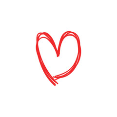 Heart doodle icon, symbol of love. Hand drawn illustration.