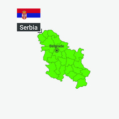 Map of Serbia with flag without Kosovo. Shape