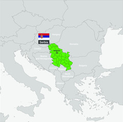 Map of Serbia with flag without Kosovo