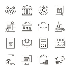 Money and business line icon set vector design