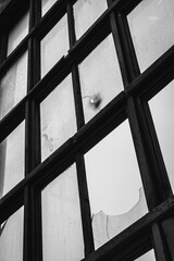 Old dusty windows of a building