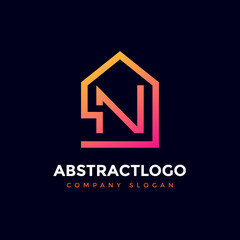 N letter Abstract logo unique Icon monogram vector Line creative home sign corporate real estate business.