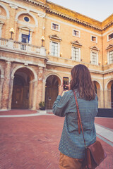 tourist visiting the city of Recanati, Province of Macerata, Marche Region, Italy