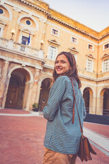 tourist visiting the city of Recanati, Province of Macerata, Marche Region, Italy