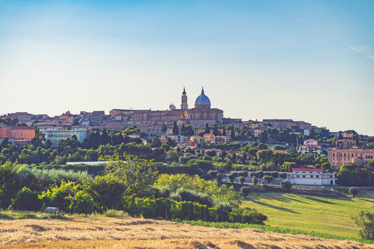 LORETO, Marches Region, Italy, panoramic view of Sanctuary of the Holy House of Loreto, Marches, Italy, the Basilica facade