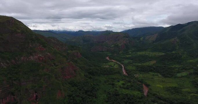 World Famous Reserve with High Biodiversity "Amboro National Park and Integrated Management Natural Area" River in Valley in Samaipata, Santa Cruz / Bolivia