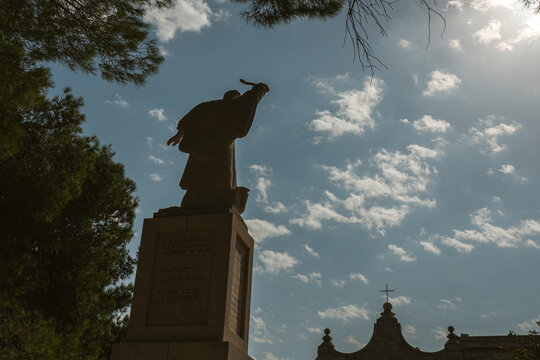 Statue Of Elijah, Mount Carmel Israel.