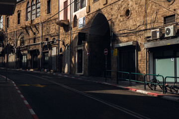 Fototapeta premium Road with a full line, city of Tel Aviv Israel.