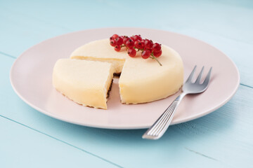 Homemade tasty cheesecake with chocolate in a plate isolated