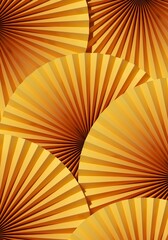 Minimal abstract background. Yellow gradient medallion paper fan background. 3d render illustration. 