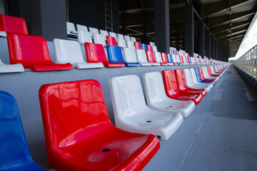 Empty spectator stands, empty chairs