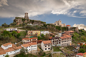 Old town Kruje and its fort, in Albania.