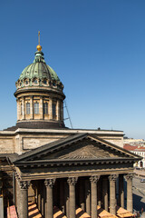 The dome of the Kazan Cathedral in St. Petersburg close-up