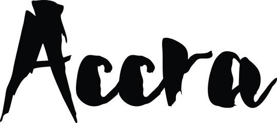 Capital City Name "  Accra " Hand Written Typography word modern 
Calligraphy Text 