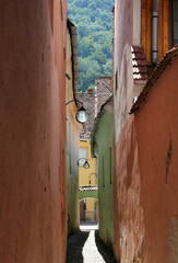 Strada Sforii (Rope Street), the narrowest street in the city of Brasov, Romania