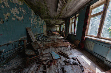 Jupiter Factory in Pripyat, Chernobyl exclusion Zone. Chernobyl Nuclear Power Plant Zone of Alienation in Ukraine