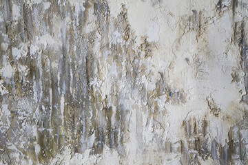 Gray old wall with layers of paint. Concrete texture on the background. Oil paint on canvas
