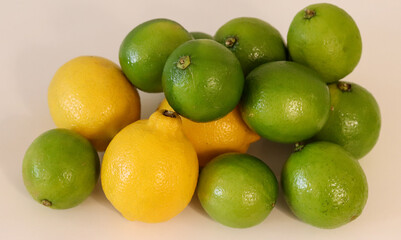 Beautiful lemons arranged on a table. A fruit rich in vitamin c.