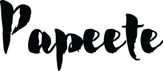 Capital City Name "Papeete" Hand Written Typography word modern Calligraphy Text 