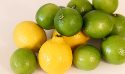 Beautiful lemons arranged on a table. A fruit rich in vitamin c.