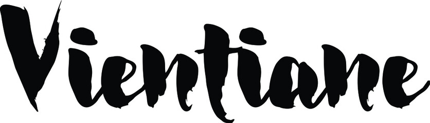 Capital" Vientiane" Hand Written Typography word modern Calligraphy Text 