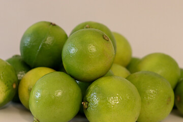 Beautiful lemons arranged on a table. A fruit rich in vitamin c.