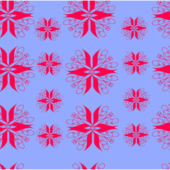 Seamless bright pattern with patterns on a red background. Suitable for textiles, wallpaper on the wall, notebooks
