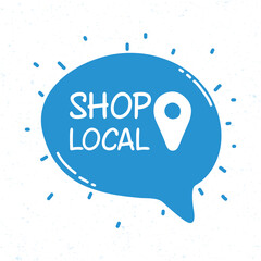 local shop campaign with lettering in speech bubble