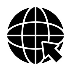 global sphere and arrow icon, silhouette style